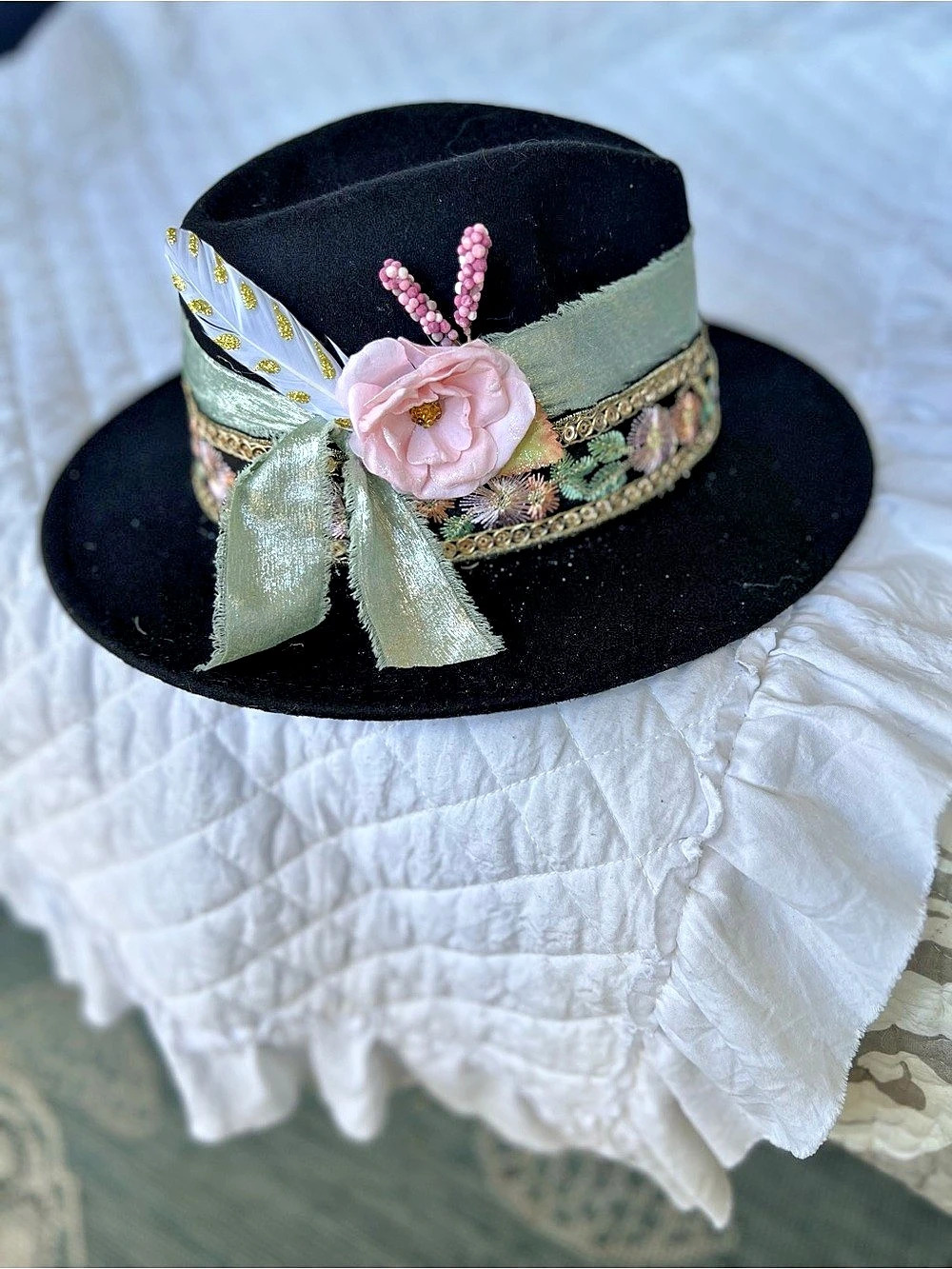 Wearable art. Custom made fedora; new without tags.